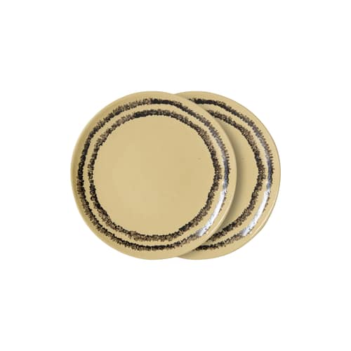 Piatto da dessert 70s ceramics ceramica giallo / Set di 2 - Ø 17,5 cm - HK LIVING - Vaniglia - Gres smaltato