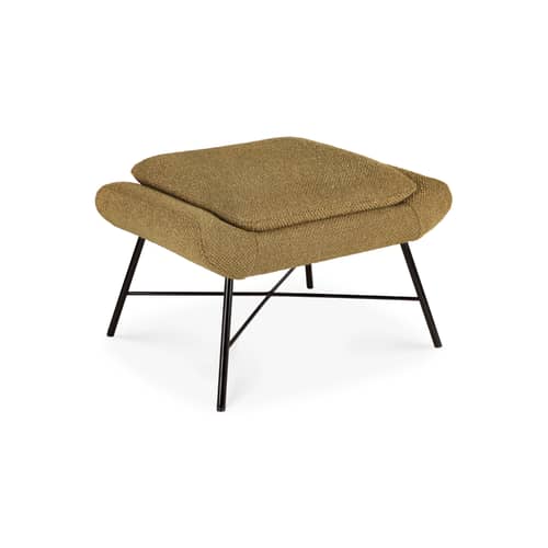 Poggiapiedi Barrow tessuto giallo / 60 x 45 cm - Ethnicraft - Zenzero - metallo laccato, Schiuma ad alta densità, Tessuto