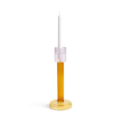 Portacandela Bole Large vetro arancione / Ø 12 x H 29,5 cm - & klevering - Ambra / Giallo - Vetro borosilicato