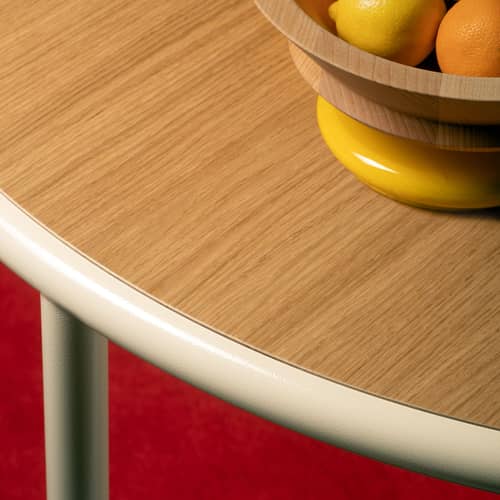 Wooden Round table white beige natural wood / Ø 120 cm - Oak & steel - valerie objects - Ivory / Oak - Oak, Steel