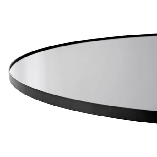 Specchio murale Circum XS legno grigio nero / Ø 50 cm - AYTM - Cornice Grigio fumé /  nera - MDF tinto, Vetro