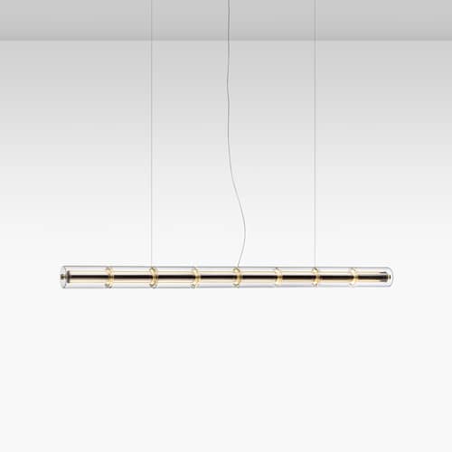 Suspension Luce Cilindrica S1 verre transparent / L 167 cm - Flos - L 167 cm - Aluminium poli, Verre borosilicaté