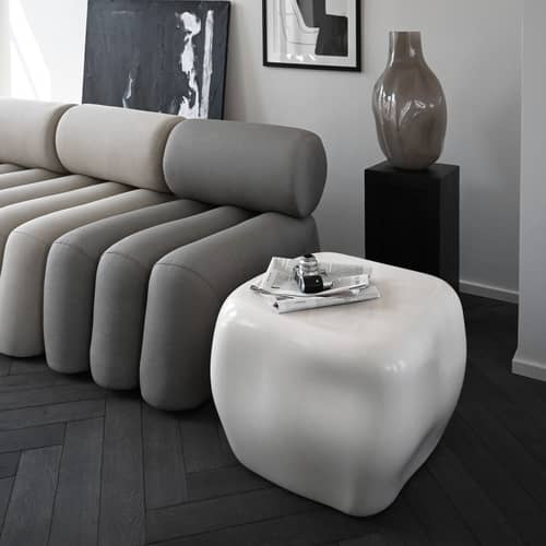 Table basse Ishi Medio / 50 x 50 x H 39 cm - 101 COPENHAGEN - Blanc cassé - Céramique émaillée