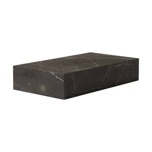 Table basse Plinth Grand marbre gris / Marbre - 137 x 76 cm x H 28 cm - Audo Copenhagen - Marbre Kendzo (gris) - Bois d\'acacia, Marbre