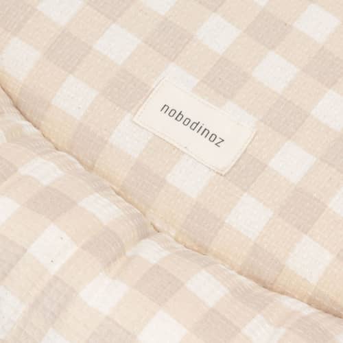 Tapis d\'éveil Playground / Ø 100 cm - NOBODINOZ - Dinosaures / Vichy beige - Coton biologique, Polyester Oeko-Tex