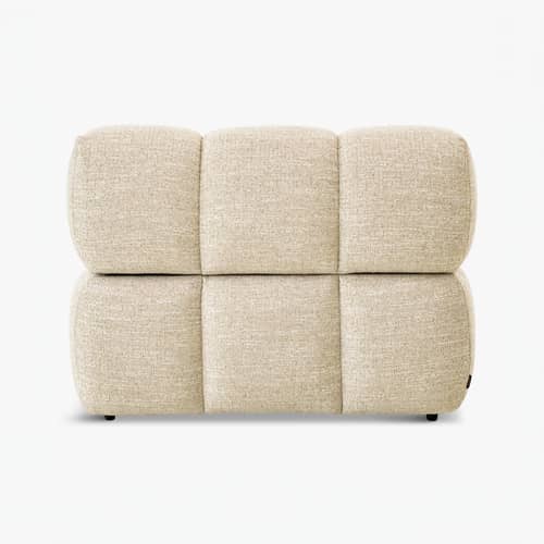 Poltrona imbottita Waffle tessuto beige / Divano modulabile - Bracciolo intercambiabile - NV GALLERY - Tweed Beige - Schiuma ad alta densità, Tessuto