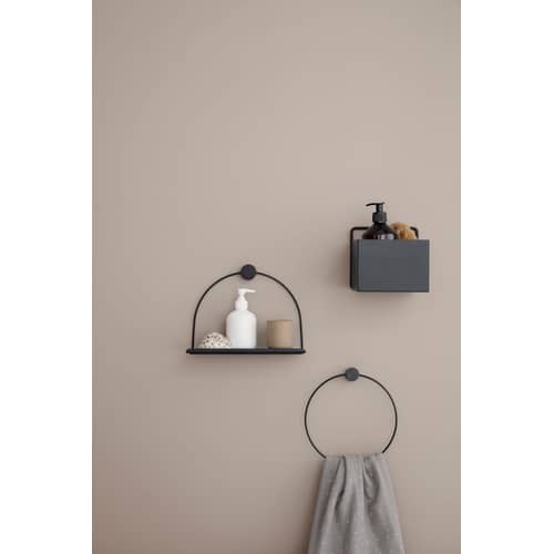 Portavaso Wall Box Square metallo nero / L 15,6 x H 15,6 cm - Ferm Living - Nero - Metallo rivestito in resina epossidica