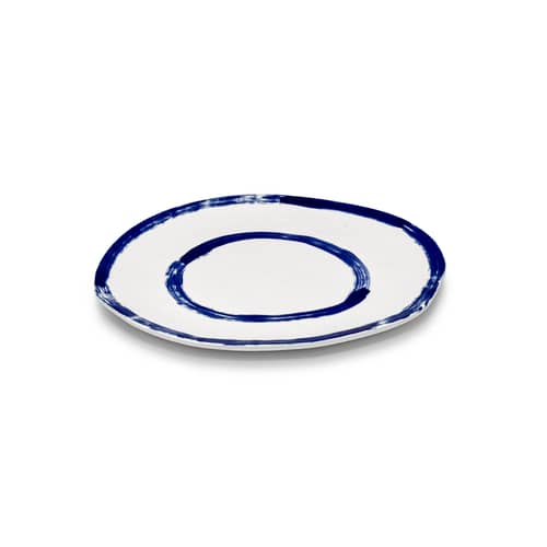 Set de 2 assiette The Line-up céramique bleu / Ø 28,5 cm - Serax - Blanc & bleu - Grès émaillé