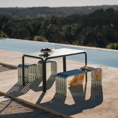 Banc Nokk métal / L 114 cm - NOO.MA - Zinc - Acier galvanisé