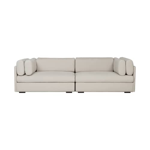 Canapé droit Elogio tissu blanc / 3 places - L 270 cm / Réédition 1974 - Gubi - Blanc cassé (tissu Fustagno 001) - Contreplaqué, Mousse, Tissu