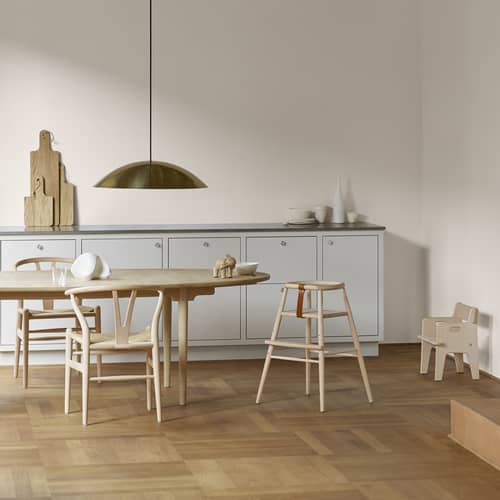 Chaise haute ND54 bois naturel / Réédition 1955 - CARL HANSEN & SON - Chaise haute - Cuir sellier, Hêtre massif certifié FSC