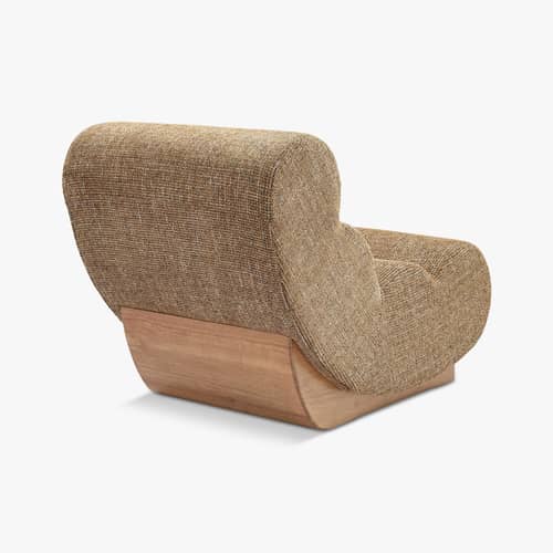 Poltrona imbottita Cozy tessuto marrone / Modulabile - NV GALLERY - Caramello / Legno chiaro - Legno massello, Schiuma ad alta densità, Tissu Tweed