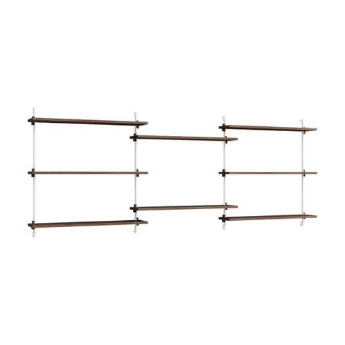 Étagère Wall Shelving – ws.85.3 bois marron / L 239 x H 85 x Prof. 17,5 cm - MOEBE - Chêne fumé / Blanc - Acier, MDF placage chêne