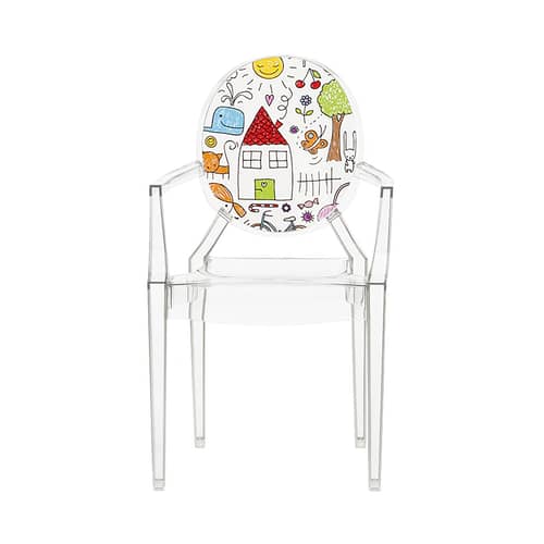 Kindersessel Lou Lou Ghost plastikmaterial bunt transparent / mit Motiv auf der Rückenlehne - Kartell - Transparent / Zeichnungen - Polykarbonat