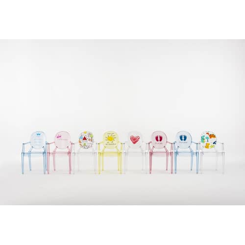 Kindersessel Lou Lou Ghost plastikmaterial bunt transparent / mit Motiv auf der Rückenlehne - Kartell - Transparent / Zeichnungen - Polykarbonat