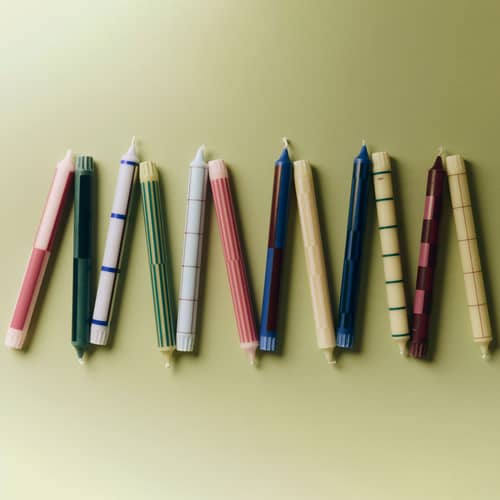 Pattern Long candle wax pink / Set of 4 - Hay - Pink tones - Oil, Stearin
