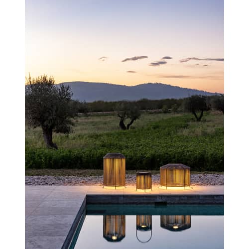 Mora LED Outdoor solar lamp textile grey / Handle - Solar or mains Refill / Ø 26 x H 54 cm - Polypropylene rope - Vincent Sheppard - Fossil grey - Polypropylene rope, Steel