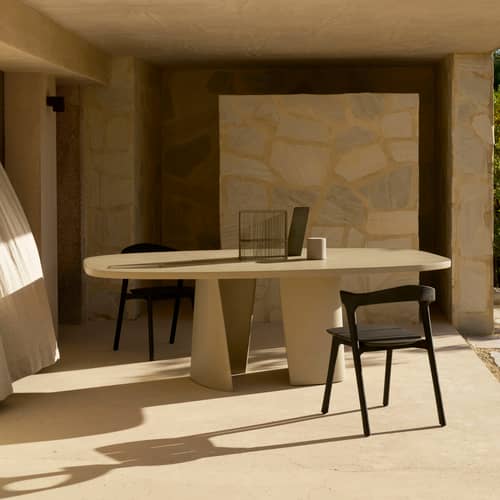 Ovaler Tisch Canyon Outdoor stein grau / 230 x 115 cm - Betongrau - Ethnicraft - Hellgrau - Beton, Expandiertes Polystyrol