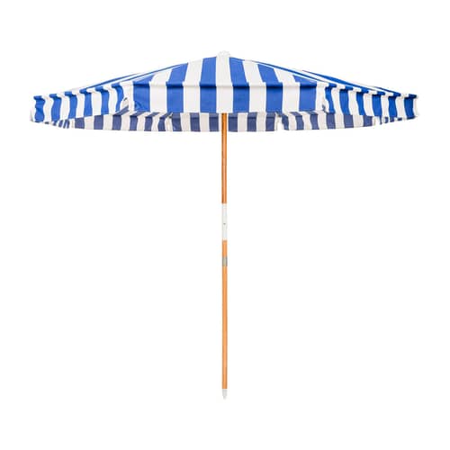 Parasol The Amalfi Crew bleu / Ø 200 cm - BUSINESS & PLEASURE - Rayé / Bleu Méditerranéen - Aluminium, Bois de récupération, Fibre de verre, Toile outdoor