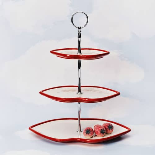 Les Objets Mouleversants Presentation dish ceramic red / 3 Trays - Serax - Red & White - Metal, Sandstone