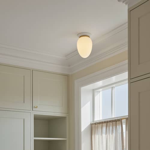 Rizzatto 171 Ceiling light glass white / Ø 17 cm - NUURA - Ø 17 cm - Aluminium, Mouth blown glass