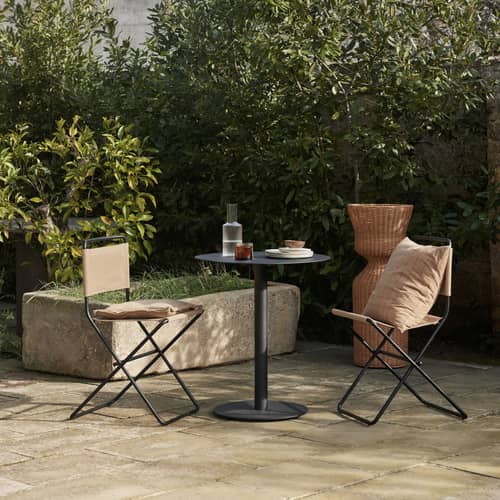 Pond Café OUTDOOR Round table metal black / Ø 64 cm - Asymmetric shape - Ferm Living - Black - Galvanised powder-coated steel