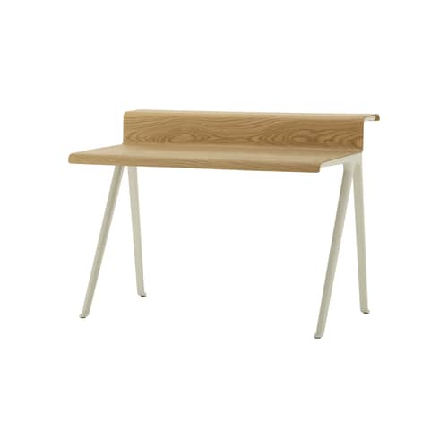 Schreibtisch Courier holz weiß / Erwan Bouroullec - B 120 x T 72,5 cm - Vitra - Kreide / Eiche natur - Aluminium, Eichenfurnier