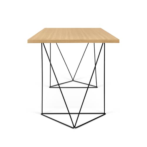 Schreibtisch Oscar holz natur / L 140 x T 75 cm - Eiche - POP UP HOME - Eiche / Beine schwarz - Eichenfurnier, Holzfaserplatte, lackiertes Metall, Spanplatte