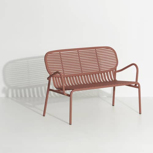 Sitzbank Week-end metall braun / Aluminium - L 114 cm - Petite Friture - Terrakotta - Aluminium