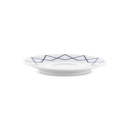 Set de 4 soucoupes / Pour tasse à café ou à thé La Bella Tavola - Alessi - Motif bleu - Porcelaine fine