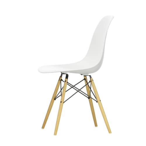 Stuhl DSW - Eames Plastic Side Chair plastikmaterial weiß / (1950) - Helles Holz - Vitra - Weiß / Helles Holz - Massivahorn, Polypropylen