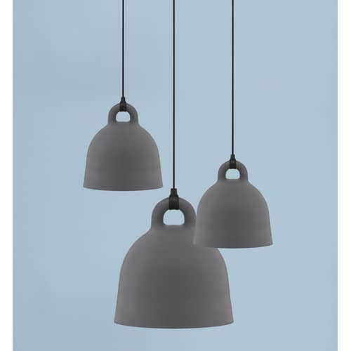 Suspension Bell / Large Ø 55 cm - Normann Copenhagen - Gris mat & Int. Blanc - Aluminium