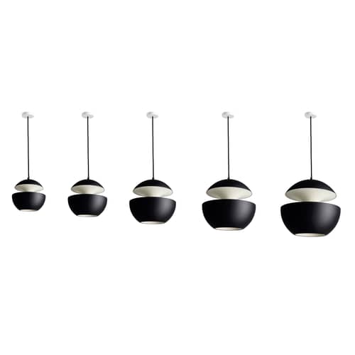 Suspension Here Comes The Sun / Ø 17,5 cm - Réédition 1970 - DCW éditions - Noir / intérieur blanc - Aluminium, Textile