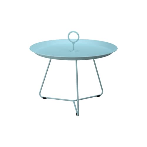 Tavolino Eyelet Medium metallo blu / Ø 57,5 x H 41 cm - Houe - Blu ghiaccio - Acciaio termolaccato
