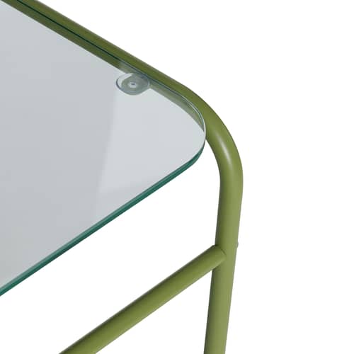 Chariot Zephyr / 43 x 42 cm - HÜBSCH - Vert / Transparent - Fer laqué, Verre