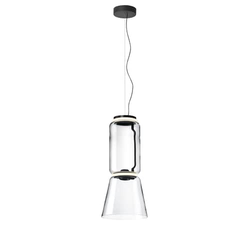 Suspension Noctambule Cône n°1 verre transparent / LED - Ø 36 x H 82 cm / Seconde vie - Flos - H 82 cm / Transparent - Acier, Fonte d\'aluminium, Verre soufflé