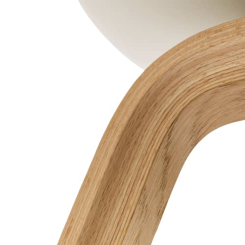 About a chair AAC 222 Armchair plastic material beige / Plastic & wood - Hay - Cream / Lacquered oak - Lacquered oak plywood, Recycled polypropylene