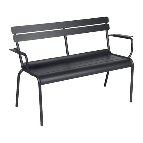 Banc avec dossier Luxembourg   / 2 places - L 131 cm - Fermob - Carbone - Aluminium