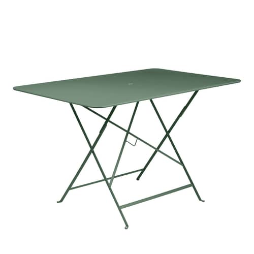 Bistro Foldable table metal green / 117 x 77 cm - 6 people - Parasol hole - Fermob - Cedar green - Painted steel