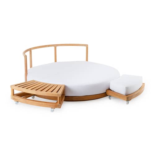 Canapé de jardin rond Pevero bois naturel / Îlot - Ø 160 cm / Teck - Sans coussin - Unopiu - Canapé / Teck - Teck