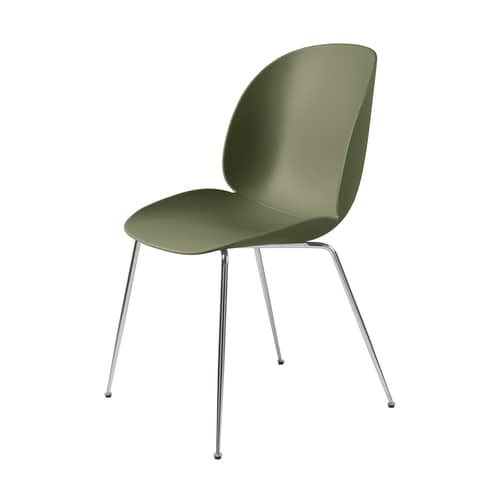 Beetle RE Chair plastic material green / Base, legs Chromed - Recycled - Gubi - Fern Green / Chromed Base, legs - Chromed steel, Recycled polypropylene