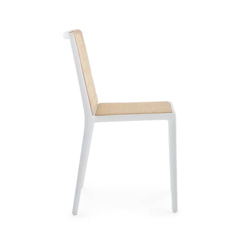 Chaise empilable Belvedere Vienna / INDOOR - Tressage rotin - Kartell - Blanc / Rotin naturel - Rotin, Technopolymère thermoplastique recyclé