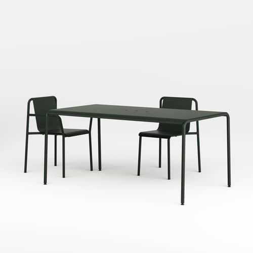 Fauteuil de repas empilable Panorama métal vert / Avec accoudoirs - TIPTOE - Vert Forêt - Acier thermolaqué