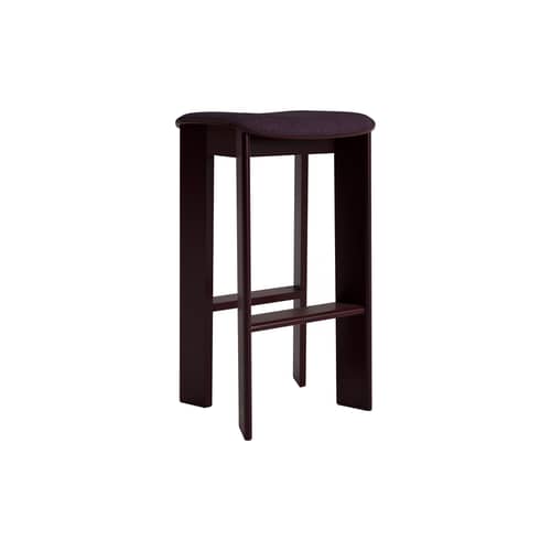 Chisel 30 High High stool textile purple / Height: 75 cm - Fabric upholstery - Hay - Burgundy fabric (Turf) / Dark burgundy - Fabric, Foam, Lacquered Beech Veneer