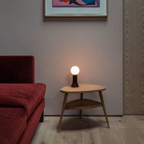 Lampe de table Shore verre marron - TALA - Marron - Porcelaine, Verre soufflé bouche