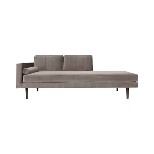 Meridiana Wind tessuto grigio / Bracciolo sinistro - L 200 cm / Velluto - BROSTE COPENHAGEN - Grigio - Agglomerato, Espanso, Rovere oliato tinto, Velluto poliestere