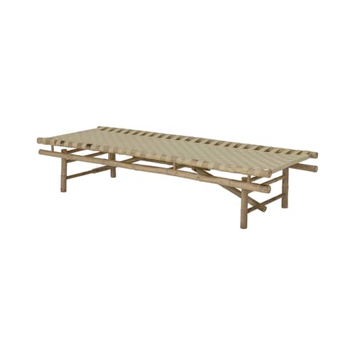 Méridienne Vida tissu beige bois naturel / 190 x 70 cm - Bambou - Bloomingville - Bambou & beige - Bambou, Tissu