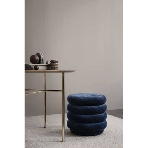 Pouf Round Small tissu marron vert gris / Ø 47 - Velours - Ferm Living - Vert  Forêt - Bois, Mousse, Velours