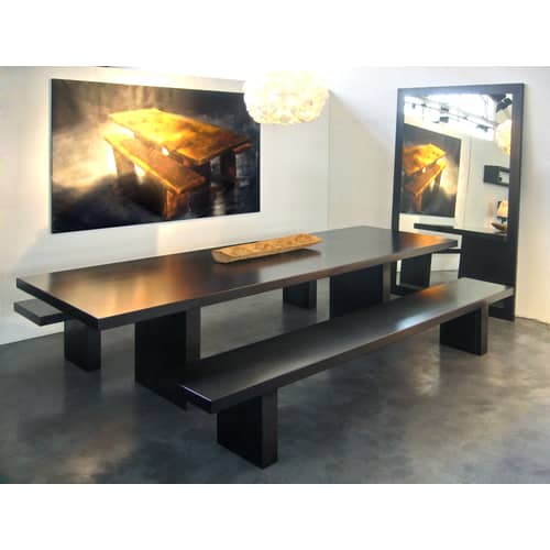 Tommaso Rectangular table metal black Steel version - Zeus - 180 x 90 cm - Black - Phosphated steel