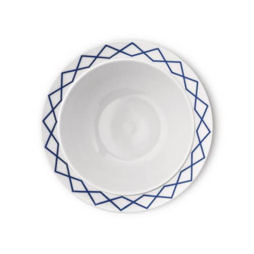Saladier La Bella Tavola céramique bleu / Ø 29 cm - Ettore Sottsass - Alessi - Motif bleu - Porcelaine fine
